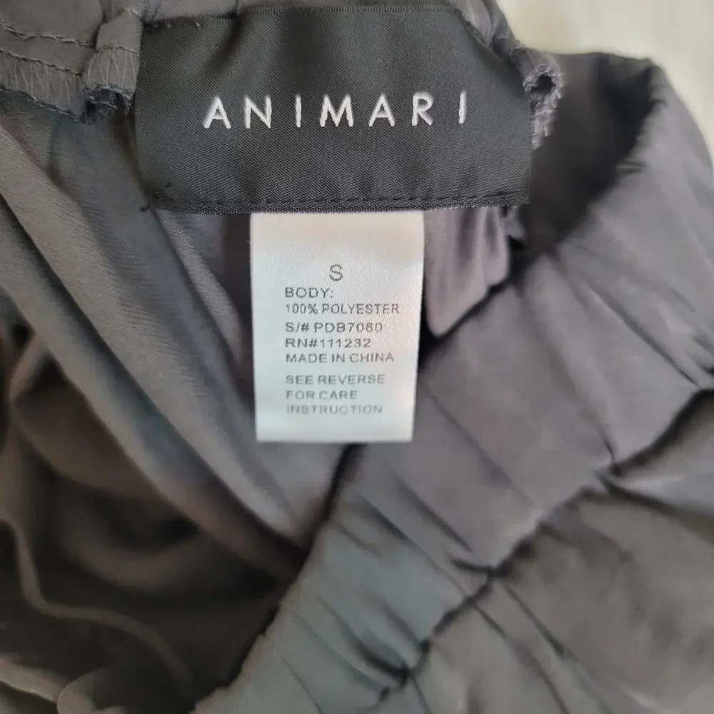 ANIMARI Charcoal Satin Feel Jogger Pants Quiet Luxury Lounge Resort Chic Sporty - Picture 13 of 15